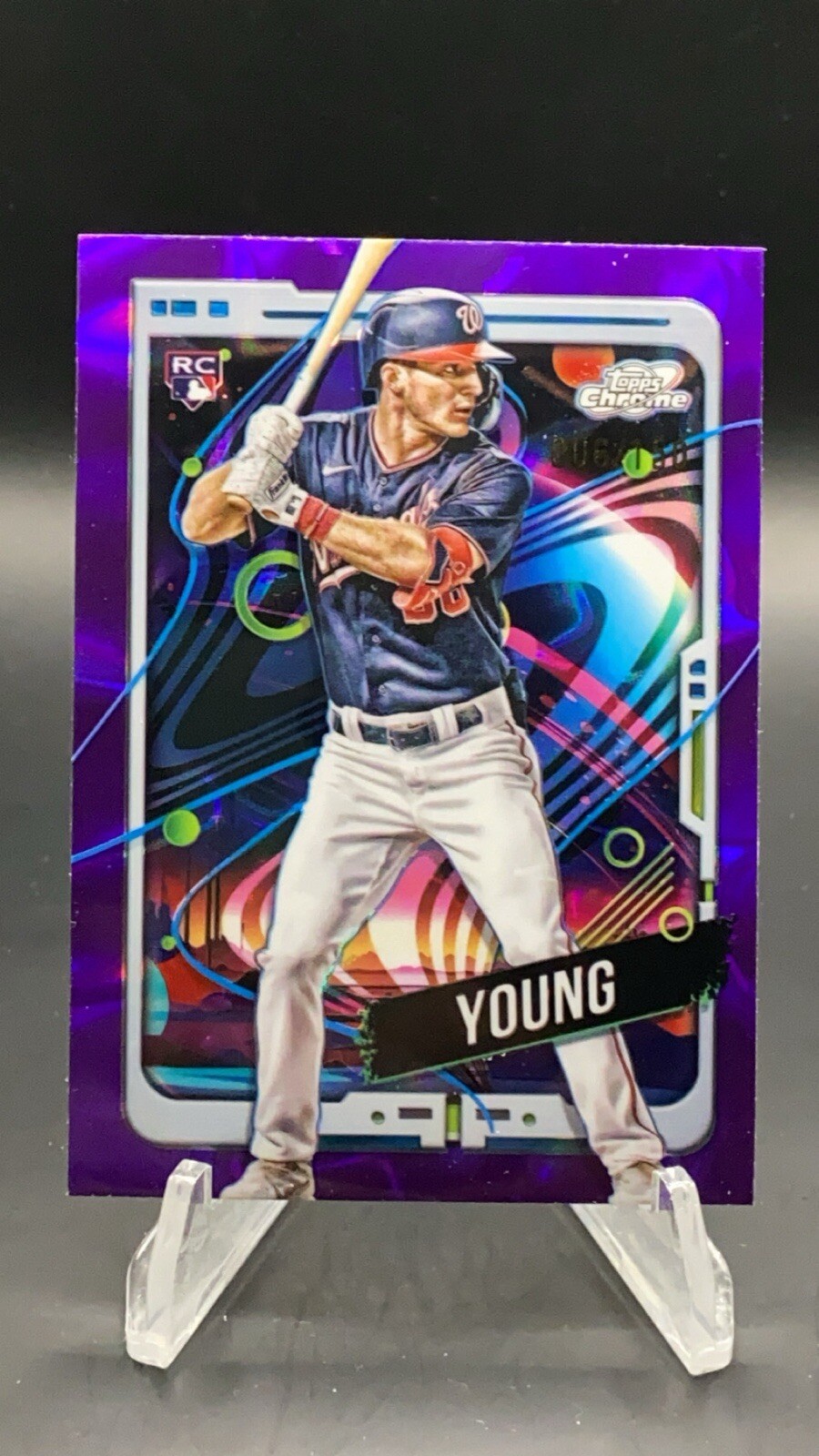 2024 Topps Chrome Cosmic Jacob Young Purple Nebula Refractor RC 006 / 150 # 193