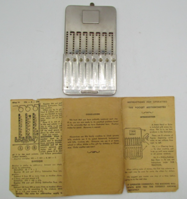 #ad Antique Vintage Tasco Pocket Arithmometer Calculator Adding Machine No Stylus $11.24