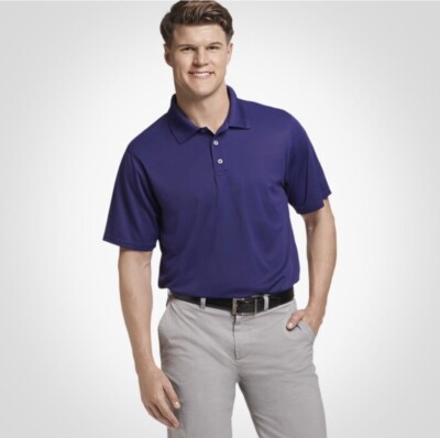 NWOT Russell Athletic Team Issue Performance Polo Men s Small Solid Purple Plain
