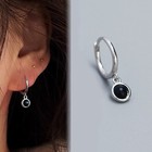 925 STERLING SILVER TURQUOISE BLACK AGATE MOONSTONE DROP DANGLE HOOP EARRINGS