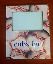 Chicago Cubs Baseball Picture Frame For 3.5x5.5 Photo. Plaque Is 8x10 Wood