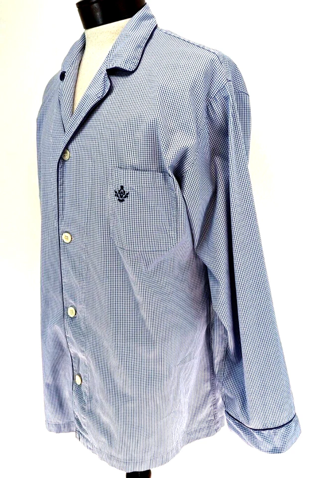 Camisa de Noche Pijama Edmond FRETTE Hecha en Italia Para Hombre L/S Se Ajusta a M Azul Cuadros Usada en Excelente Condición * Foto 2 de 4
