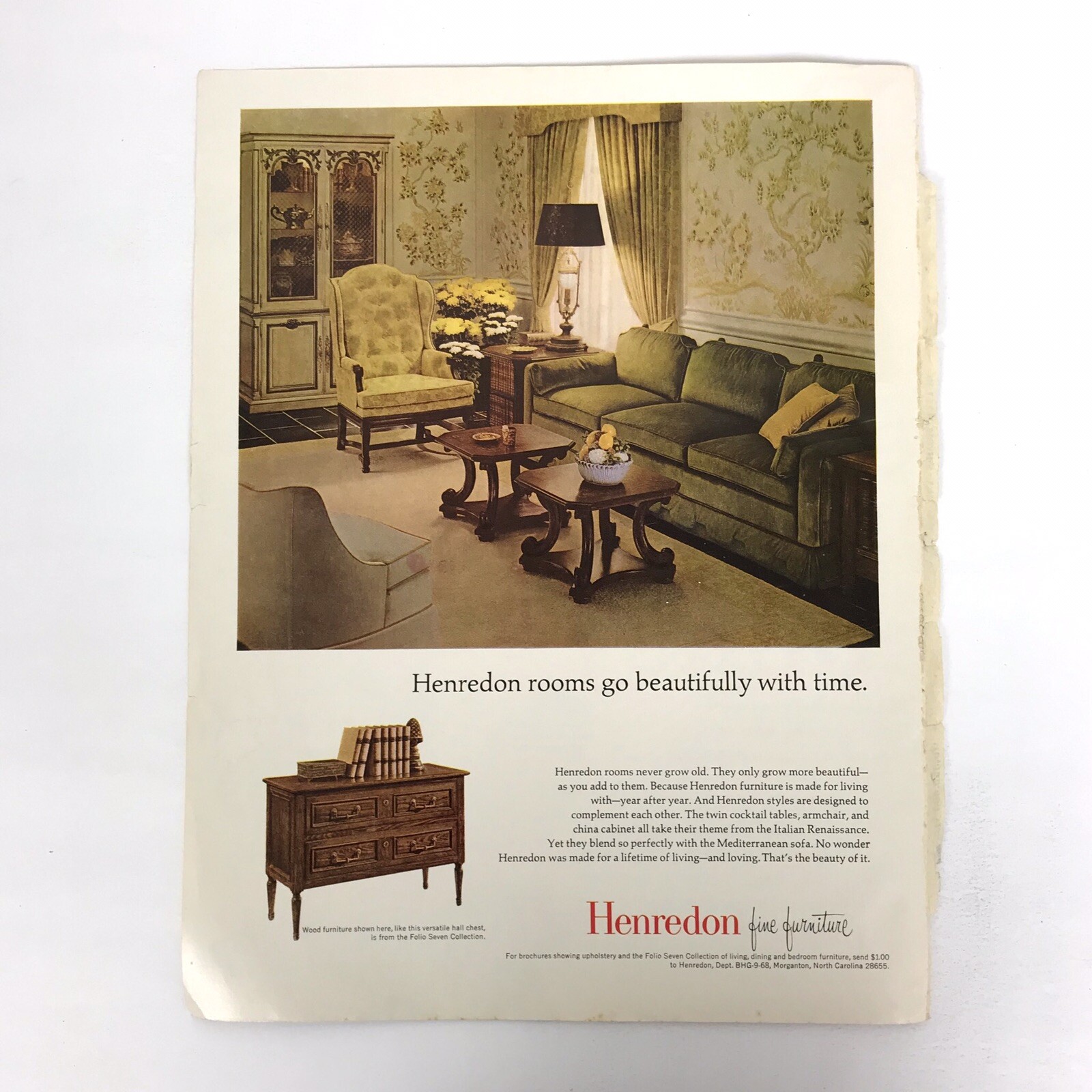 Henredon Furniture Fine Luxury Household Magazine Print Ad Vintage Home  1968 | eBay