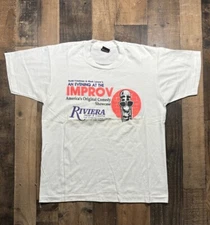 VINTAGE Original Comedy Club Improv T- Shirt Riviera Casino Club screen Stars 90
