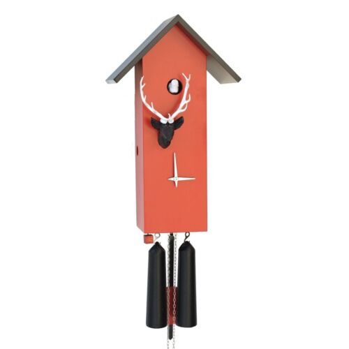 Romba Rombach & Haas Modern Cuckoo Clock Black Forest 8-Day Drive Red 41cm - Picture 1 of 1
