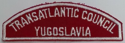 BSA TRANSATLANTIC BLACK EAGLE OA 482 RWS RED & WHITE STRIP PATCH YUGOSLAVIA