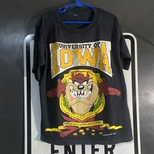 Kids 1993 Taz University of Iowa Warner Bros Black T-Shirt  W16xL20 