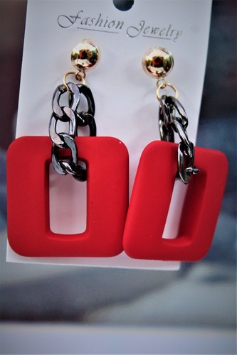 Harz Acryl Ohrstecker Quadrat Kette Ohrringe Hypoallergen Ohrstecker Auswahl 4 Farben - Bild 17 von 22