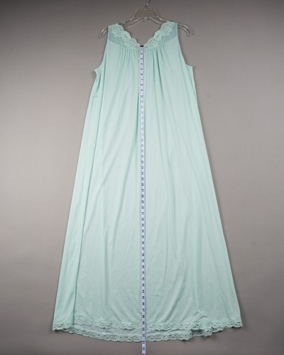 Vintage Shadowline Gown & Robe Set M Mint Green Long Lace Trim Nylon Nightgown - Picture 7 of 17