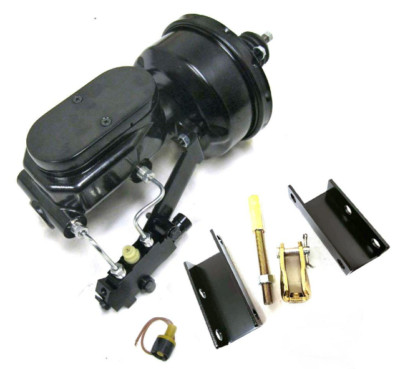 7'' Single BLACK Power Brake Booster Milled Master Straight Bracket Disc Drum Kit