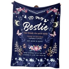 Bestie Gifts for Women on Christmas - Best Friend Blanket Gift Navy Blue Bestie