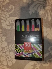 Arteza Liquid Highlighters, Chisel Tip, 5 Assorted Colors, Set of 30