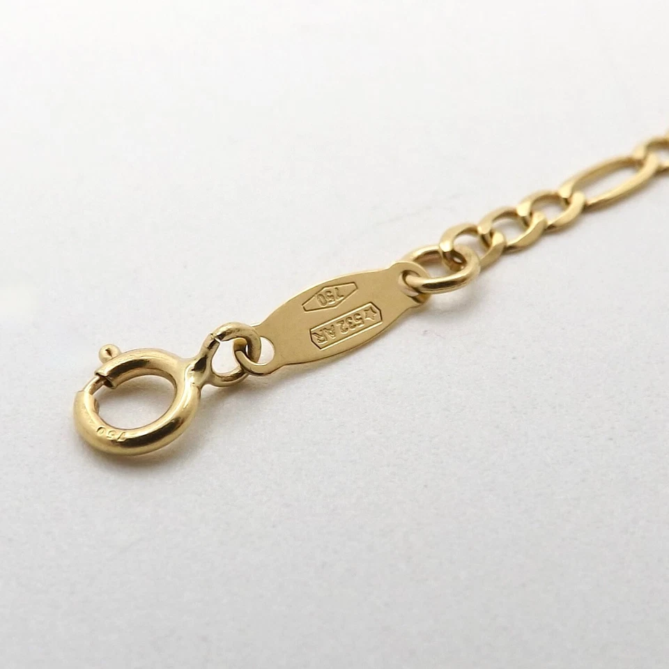 Solid 18k Gold Tennis Id Nameplate Figaro Link Child Baby Bracelet Italy 750 New - Image 4 of 4