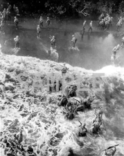 Marines leave LST to take beach World War II WWII WW2 8x10 Photo 132c