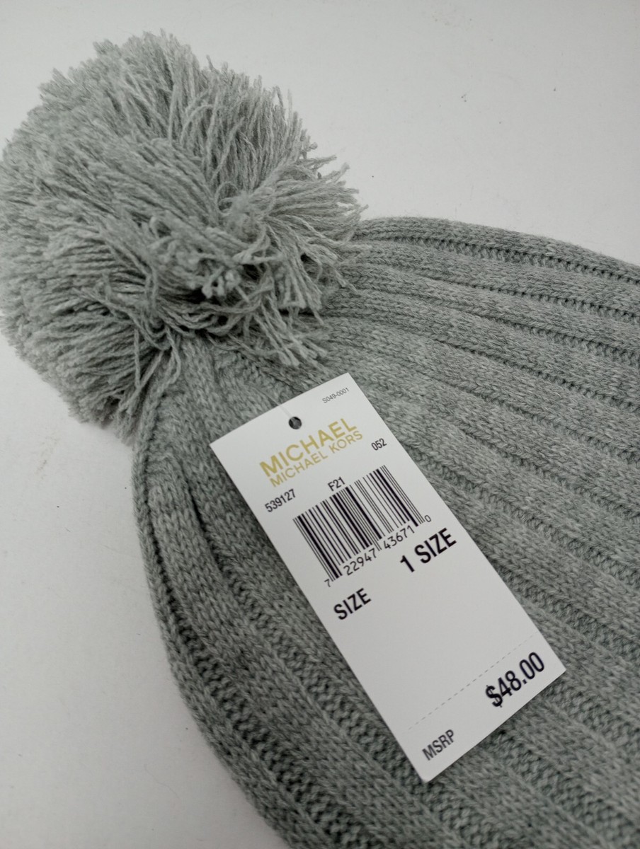 NEW Michael Kors Grey Knit Winter Pom Pom Hat | eBay