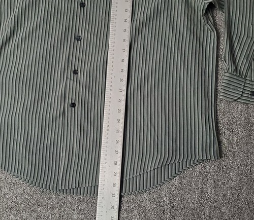 Camisa Van Heusen Para Hombre XL Abotonada Manga Larga Gris Verde Rayas Trabajo Carrera - Imagen 4 de 5