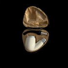 Smooth Block Meerschaum Pipe 925 silver unsmoked smoking tobacco w case MD-280