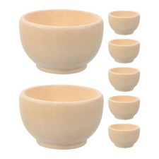 7 Pcs Children's Wooden Bowl Mini Unfinished Bowls DIY Unpainted Fruit