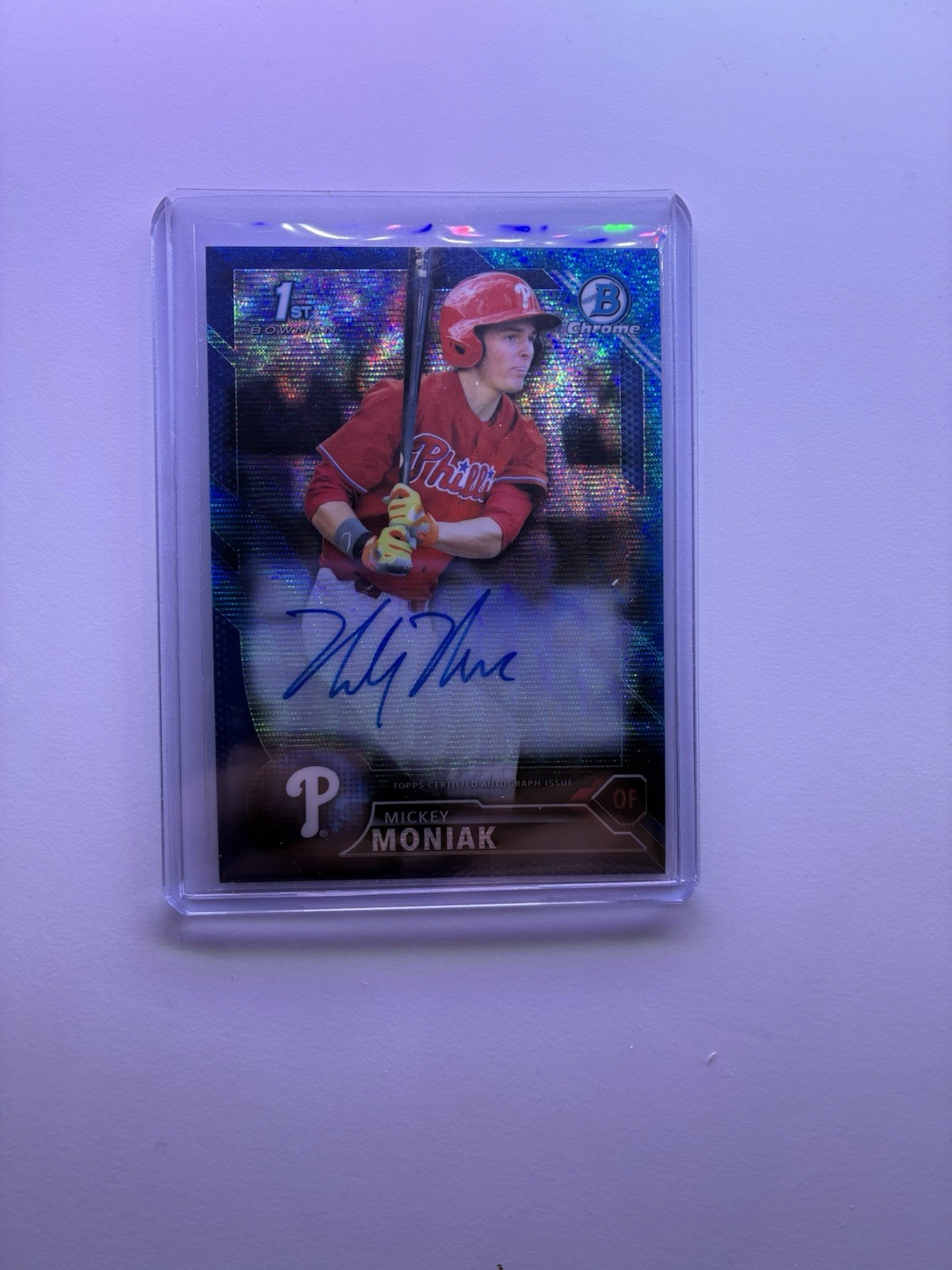 2016 Mickey Moniak Bowman Chrome Draft Autographs Blue Wave Refractor 080/150