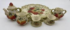 Vintage 1997 Popular Imports Strawberry Miniature Tea Set 9 Piece Lot