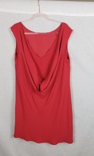 Trina Turk Horizon Dress 14 Red Draped Cowl Neck Classy Valentines Day