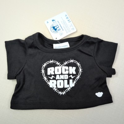 Build-A-Bear NEU schwarzes ''Rock and Roll'' Grafik T-Shirt Oberteil