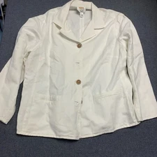 Talbots Women's Jacket Size 18W White Button Up Lightweight Irish Linen Blend