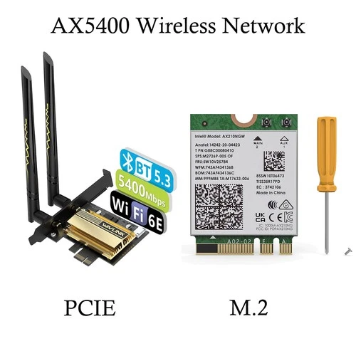 AX210 WiFi6E PCI-E/M.2 Tri-band Bluetooth 5.3 Network Card Wireless Adapter