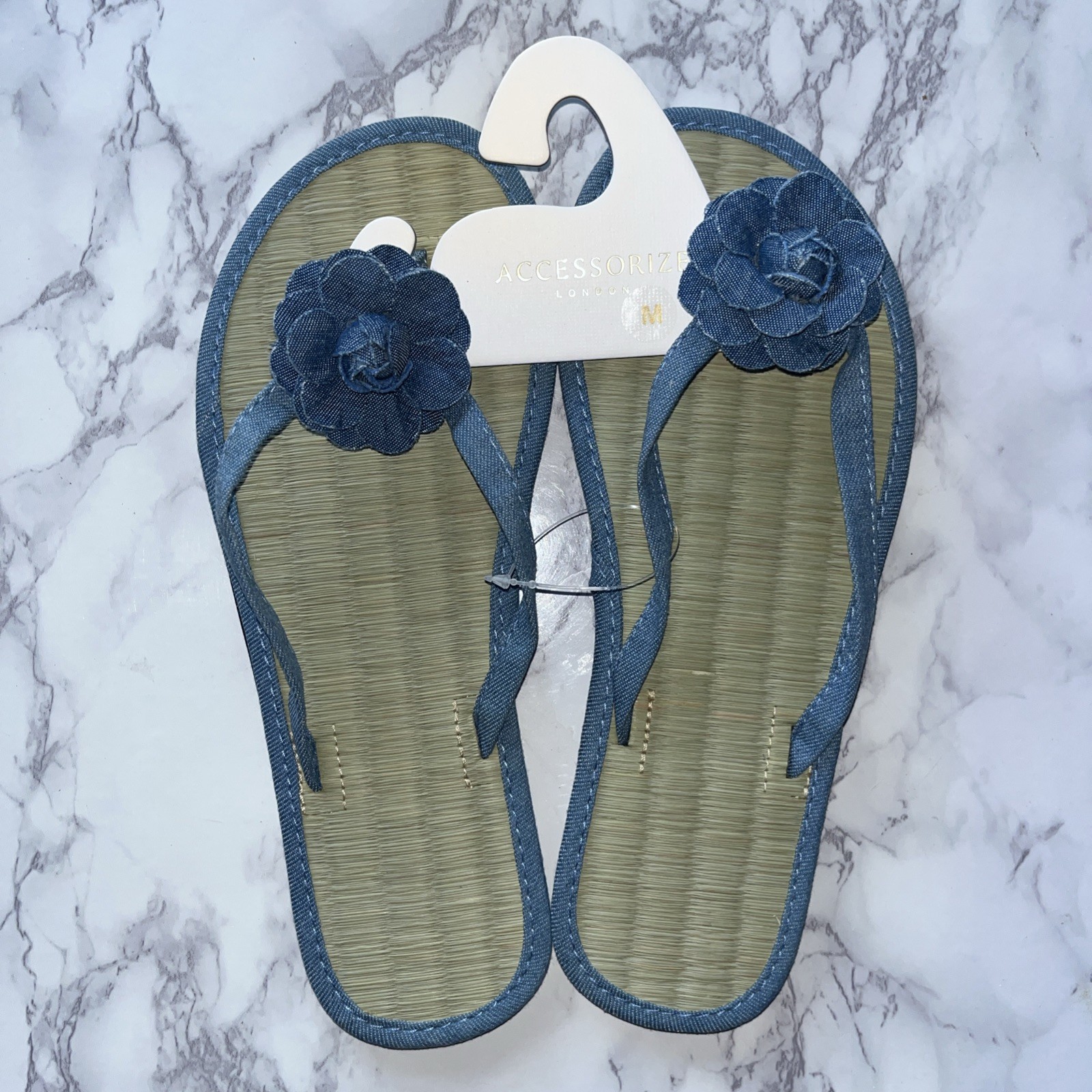 APL Accessorize Monsoon infradito donna erba marina taglia M UK 5 6 corsetto denim blu