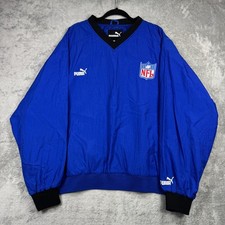 Vtg PUMA NFL Windbreaker Jacket 2XL Blue Sporty Pullover Y2K Baggy Streetwear