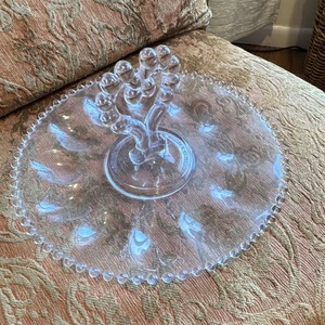 Imperial Candlewick Clear Glass Round Deviled Egg Plate with Heart Centerpiece 