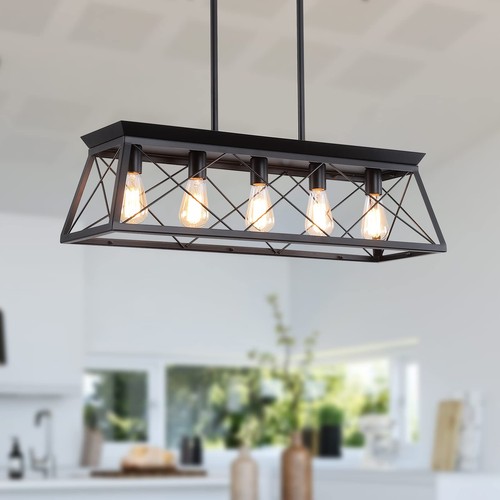 Farmhouse Chandeliers for Dining Room, Rustic Kitchen Island Light Fixture, 5...