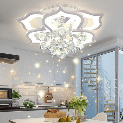 Stylish Crystal LED Ceiling Light with Remote for Living Room & Bedroom