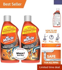 Ultimate 2 x 500ml Drain Cleaner Gel - Safe, Fast, and Powerful Clog Remover
