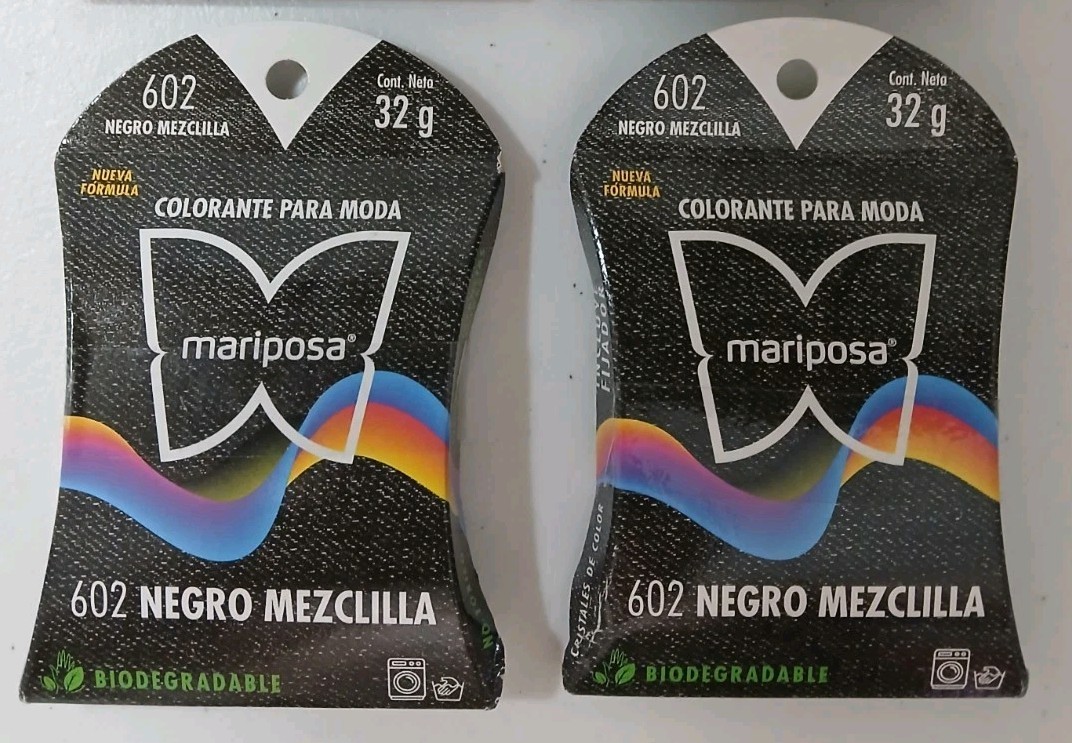 2X MARIPOSA DYE FOR BLACK JEANS / (  COLORANTE NEGRO MEZCLILLA ) 2 BOXES 32g EA
