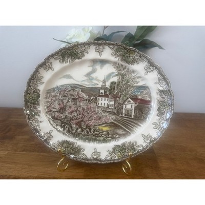 Vintage Johnson Brothers Friendly Village Brown Village Green Oval Platter