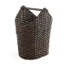Toilet Paper Storage Basket w/ Roll Holder, Espresso - Wicker Bathroom Tissue