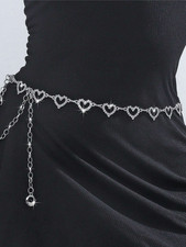 Women Rhinestone Heart Waist Chain Belt Crystal Belly Body Jewelry Y2K Festival