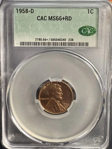 1958-D Lincoln Wheat Cent CAC MS 66+ RD
