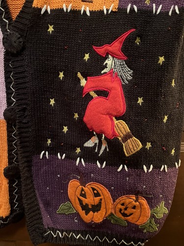 Holiday Editions Halloween Sweater Vest Women's Size Medium VINTAGE - Picture 7 of 9