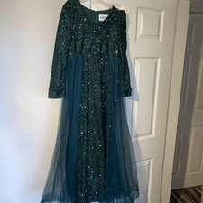 Beautiful Green Party Christmas Ball Gown Dress - Sparkly - Age 12-13 approx