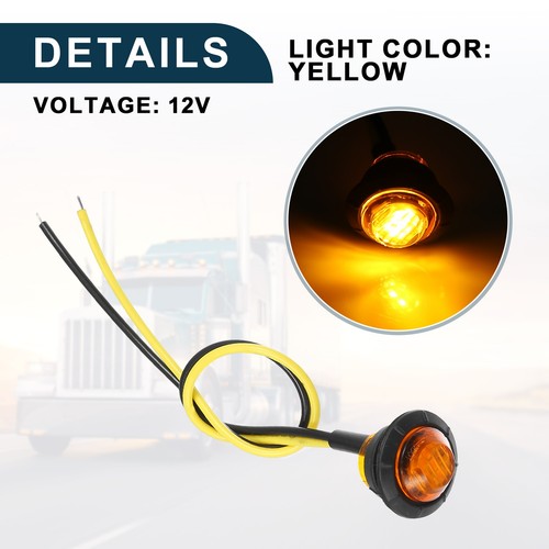 Universal LED Trailer Lights 12V Round Waterproof Marker Lights Yellow 10 Pcs - Picture 5 of 7