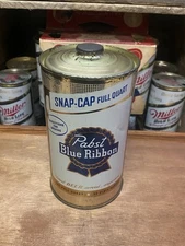 Pabst blue ribbon flat top beer can Milwaukee wi rare can Snap Cap Quart OI Old
