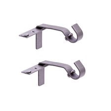 Pewter Fast Fit No Measure Curtain Rod Brackets 3 Inch Projection Holds 20 Po...