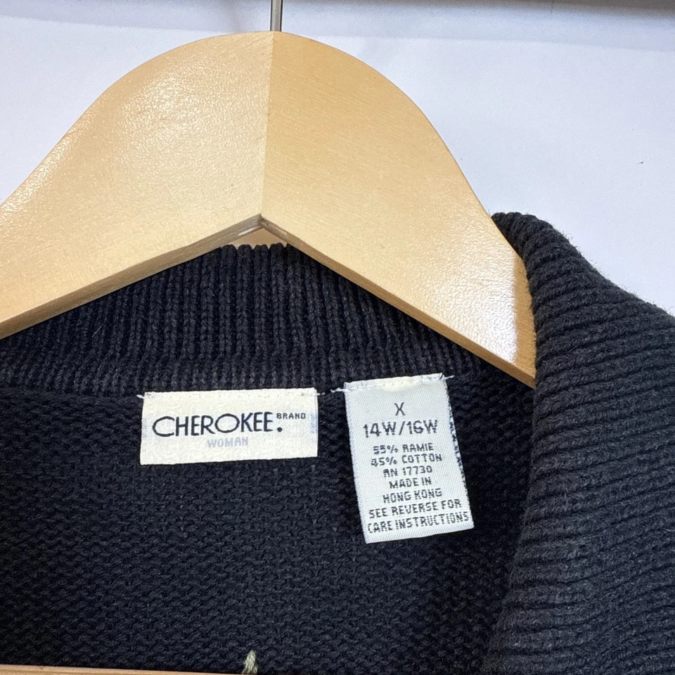 Cárdigan suéter vintage bordado con temática de invierno 14W/16W copos de nieve árboles Foto 2 de 4