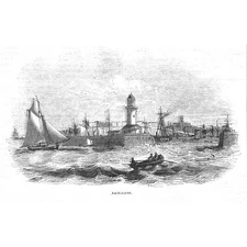 RAMSGATE Kent View of the Town - Antique Print 1844