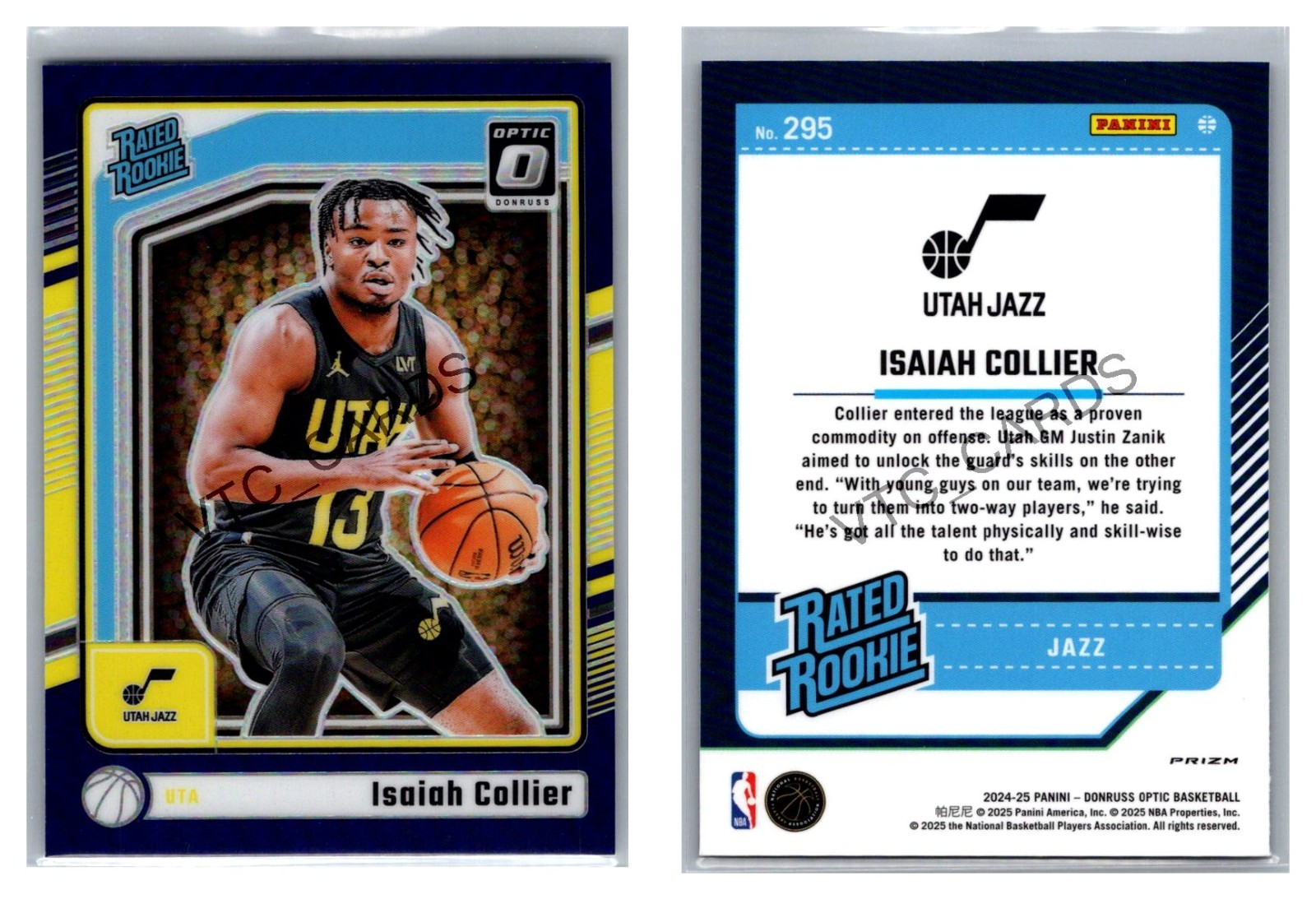 Isaiah Collier Rated Rookie Purple Prizm 2024-25 Donruss Optic #295
