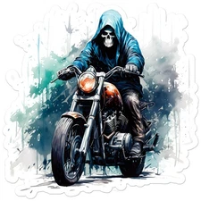 Death Skull Motorcycle - Vinyl Decal Sticker - Car Window Laptop - ebn11060