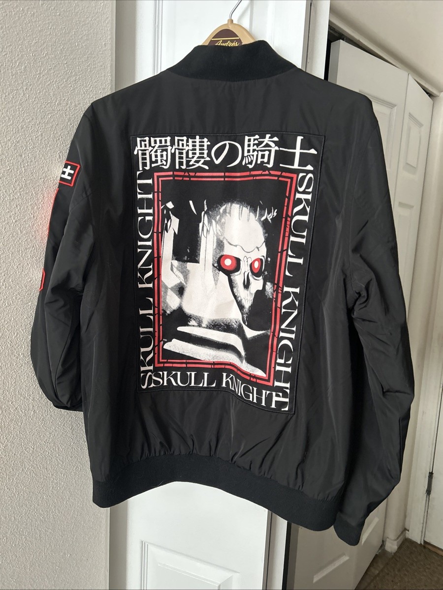 Berserk Jacket Mens Medium Black Skull Knight Bomber Windbreaker