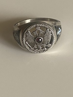 Faberge Kaiserreich Russisch Silber 88 Marine Offizier Siegelring Doppelkopf Adler